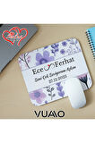 Kişiye Özel İsimli ve Tarihli Desenli Mouse Pad 21x17 cm, Kaymaz Taban - Baskılı Mousepad
