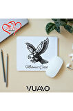 Kişiye Özel İsimli ve Kartal Temalı Mouse Pad 21x17 cm, Kaymaz Taban - Baskılı Mousepad