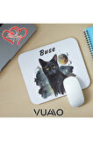 Kişiye Özel İsimli ve Kedi Temalı Mouse Pad 21x17 cm, Kaymaz Taban - Baskılı Mousepad