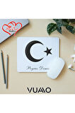 Kişiye Özel İsimli ve Türk Bayraklı Mouse Pad 21x17 cm, Kaymaz Taban - Baskılı Mousepad