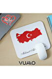 Kişiye Özel İsimli ve Türk Bayraklı Mouse Pad 21x17 cm, Kaymaz Taban - Baskılı Mousepad