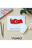 Kişiye Özel İsimli ve Türk Bayraklı Mouse Pad 21x17 cm, Kaymaz Taban - Baskılı Mousepad