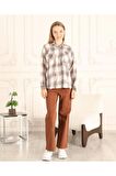 Kare Desenli Kadın Gömlek