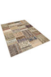 El Yapımı Keten Patchwork Halı 160x230 Cm - 6289