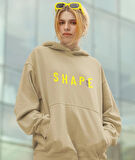 Shape(Şekil) ön ve arka ayıcık kadın baskılı sweatshirt 