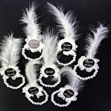 İncili Nedime Bilekliği Gümüş Pleksili Beyaz Otrişli 7'Li Set