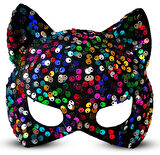 Siyah Kadife Payetli Parti Maskesi