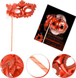 Kırmızı Işıltılı Tutmalı Fotoğraf Çekimi Maskesi