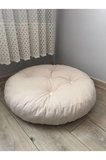 Krem Yuvarlak Mini Yer Minder Yer Puf 60x60 Cm
