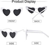 Beyaz Renk Kalp Şekilli Parti Gözlüğü