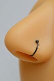 Siyah Renkli Mini Topçuklu 10 mm Çelik Halka Hızma Burun Piercingi