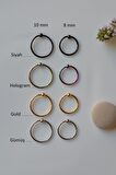 Siyah Renkli Mini Topçuklu 10 mm Çelik Halka Hızma Burun Piercingi