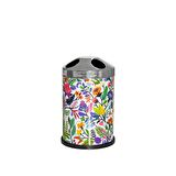SİLİWAX BAHAR DESEN-4Lü Set Pedallı Yavaş kapanır Çöp Kovası Wc Klozet Fırça Sabunluk Diş Fırçalık 