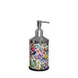 SİLİWAX BAHAR DESEN-4Lü Set Pedallı Yavaş kapanır Çöp Kovası Wc Klozet Fırça Sabunluk Diş Fırçalık 
