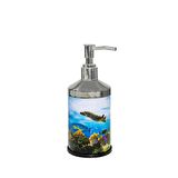 SİLİWAX OKYANUS DESEN-4Lü Set Pedallı Yavaş kapanır Çöp Kovası Wc Klozet Fırça Sabunluk Diş Fırçalık