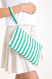 Premium Kadın Pamuk Dokuma Astarlı Renkli Clutch Portföy El Çantası