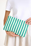 Premium Kadın Pamuk Dokuma Astarlı Renkli Clutch Portföy El Çantası