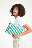 Premium Kadın Pamuk Dokuma Astarlı Renkli Clutch Portföy El Çantası
