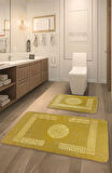 Simav Deluxe Kaymaz Taban, Emici 2'li Lüks Baskılı Banyo Paspası Gold