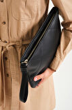 SİMFA Kadın Siyah Deri Kapitone Clutch/Portföy El Çantası
