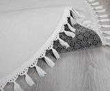My Evilla Modern Simirna Dekoratif  Peluş Oval Ponpon Saçaklı Klozet Takımı