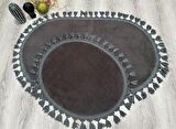 My Evilla Modern Simirna Dekoratif  Peluş Oval Ponpon Saçaklı Klozet Takımı