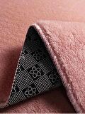 Modern Dekoratif Yuvarlak Puffy Peluş Ponpon Saçaklı Salon Oturma Odası Halısı Pembe