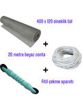 Netpen 20 mt Beyaz Sineklik Contası + Fitil Çekme Aparatı + 400X120 cm Sineklik Tülü – Tam Set