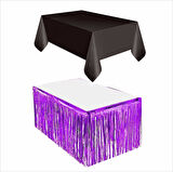 Siyah Masa Örtüsü, Mor Masa Eteği, Mor Arka Fon