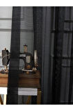Kediye Dayanıklı Pati Dostu Siyah File Tül Perde 2 Kat Pileli