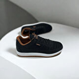ERKEK GÜNLÜK SİYAH KAHVE DETAYLI SNEAKER 