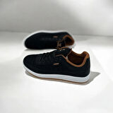 ERKEK GÜNLÜK SİYAH KAHVE DETAYLI SNEAKER 
