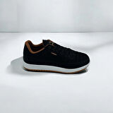 ERKEK GÜNLÜK SİYAH KAHVE DETAYLI SNEAKER 