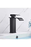 Siyah Lavabo Bataryası Oval Çıkış Havza Model Yüksek Kalite Lavabo Musluğu Çiftgirişli Armatür