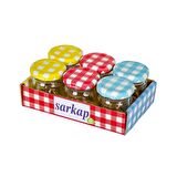 Sarkap 6'lı 40 ml Yuvarlak Cam Kavanoz - Jelly - Ekose Kapaklı