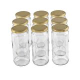 Sarkap 9'lu 500 ml Kapaklı Cam Kavanoz - Gold Kapak