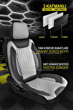 Volkswagen Golf UYUMLU TAM SET PRO Lüks Oto Koltuk Kılıfı Deri ve Kabartmalı ÖZEL KUMAŞ GRİ