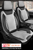 Chevrolet Captiva UYUMLU TAM SET PRO Lüks Oto Koltuk Kılıfı Deri ve Kabartmalı ÖZEL KUMAŞ GRİ