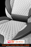 Chrysler Grand Voyager UYUMLU TAM SET PRO Lüks Oto Koltuk Kılıfı Deri ve Kabartmalı ÖZEL KUMAŞ GRİ