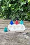 3D Çam Mini Dörtlü Mum Kalıbı (Silikon) (1 Adet)