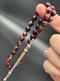 Arpa Kesim Sıkma Kehribar Tesbih 9x12 mm Kahverengi Bordo Geçişli – SK460230.190425