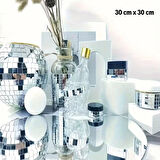 Leyloş Kare Silver Cam Mozaik Fayans Çıkartmaları El İşi Kare Cam Fayans Kendinden Yapışkanlı Aynalı Dekor Panel 30x30 Cm