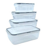 Leyloş 4lü İç İçe Sızdırmaz Contalı Kilitli Kapaklı Plastik Erzak Saklama Kapları Lc315