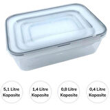 Leyloş 4lü İç İçe Sızdırmaz Contalı Kilitli Kapaklı Plastik Erzak Saklama Kapları Lc315