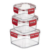 Leyloş 3'lü Pratik Silikon Contalı Sızdırmaz Kapaklı Sağlam İstiflenebilir Saklama Kapları