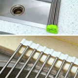 Leyloş Evye Üstü Katlanır Nihale Paslanmaz Çelik Pratik Sebze Meyve Bulaşık Kurutma Süzgeci