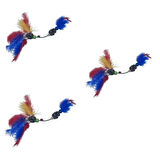 Leyloş Tüylü Tahta Boncuklu Zilli Kedi Oyuncağı Çok Renkli Kedi Oyuncak