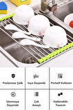 Leyloş Evye Üstü Katlanır Nihale Paslanmaz Çelik Pratik Sebze Meyve Bulaşık Kurutma Süzgeci