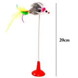 Leyloş 2li Vantuzlu Fareli Tüylü Hareketli Çanlı Ve Esneyen Eğlenceli Peluş Kedi Oyuncağı