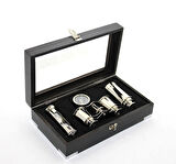 Ahşap Kutulu Pirinç Dürbün Pusula Ve Kum Saati Seti